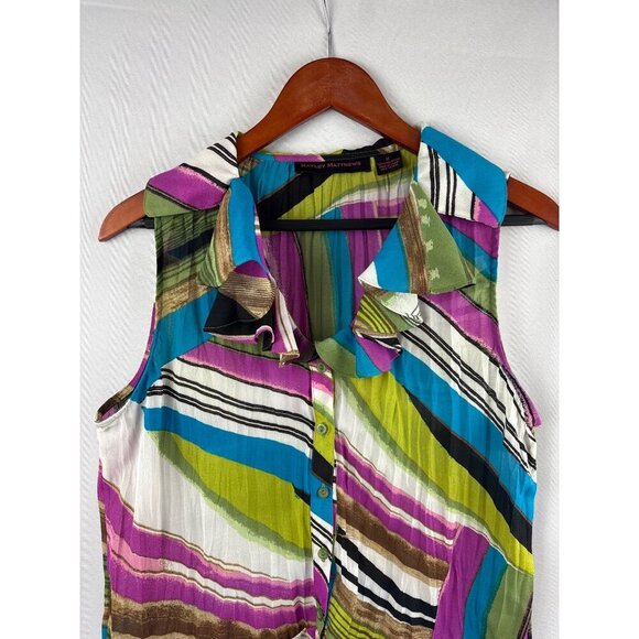 Hayley Matthews Size Medium Multi-Colored Sleeveless Blouse. - Picture 2 of 5